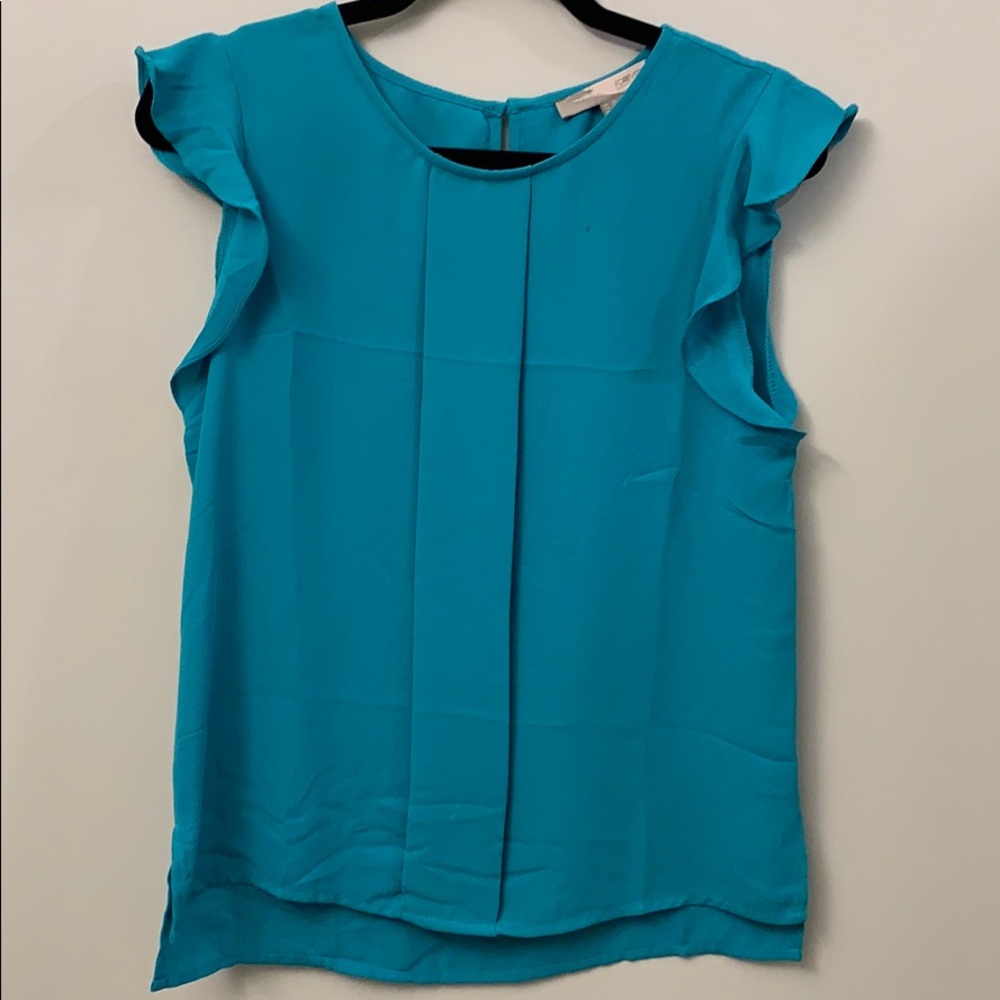 Forever 21 Aqua Ruffle Sleeve Top